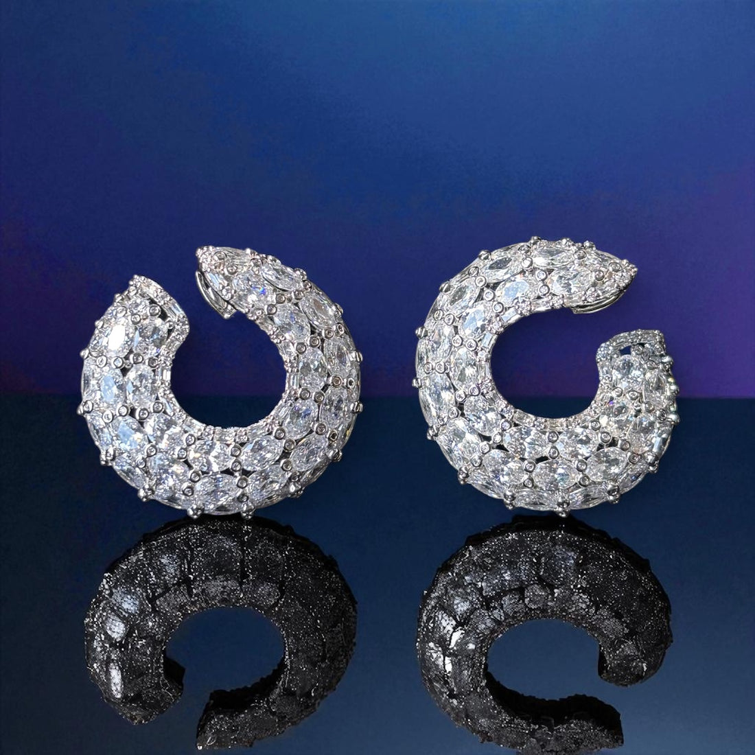 Silver C shape earrings