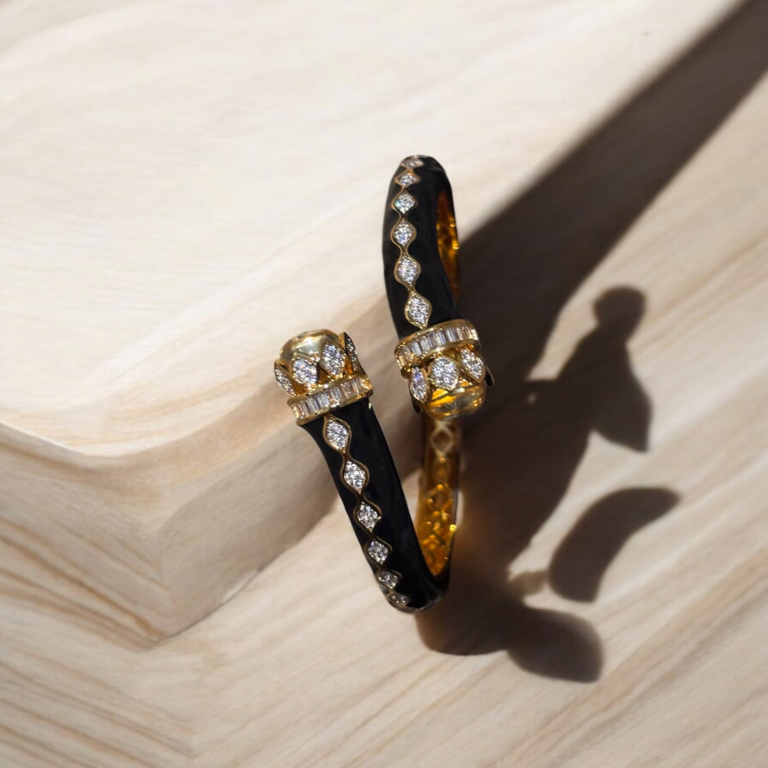 Black, Green and Ruby Enamel Bracelet